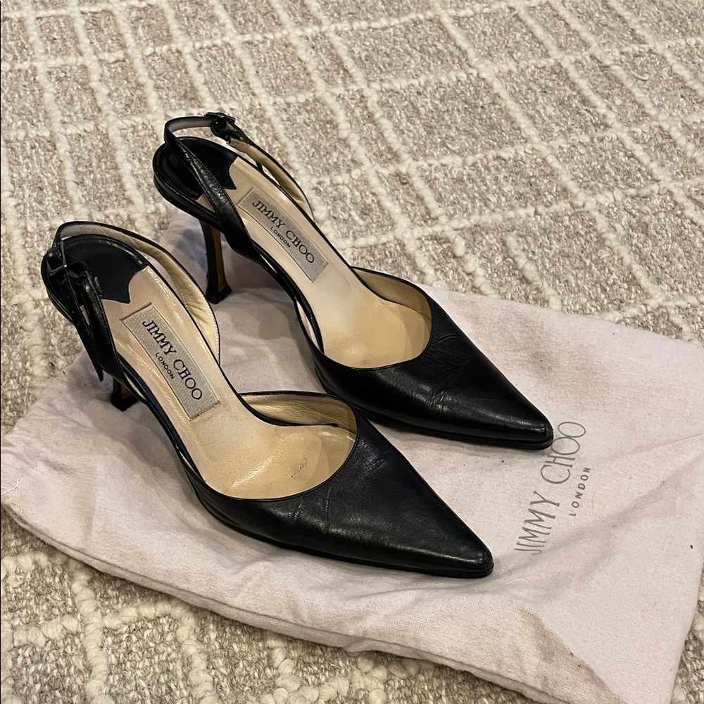 Jimmy Choo Black Leather Heels